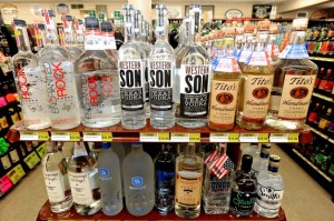liquor store shelves